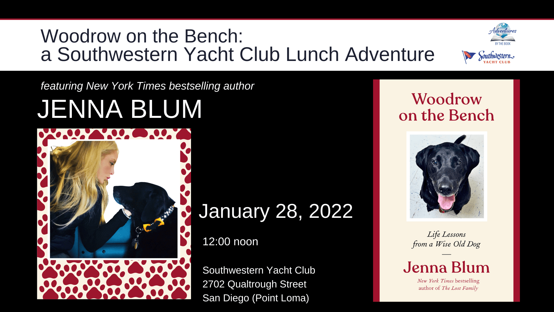 Woodrow on the Bench: A Southwestern Yacht Club Lunch Adventure with NYT Bestselling Author Jenna Blum